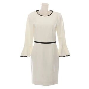 Cinq à Sept White 3/4 LengthSleeve Dress with Black Trim